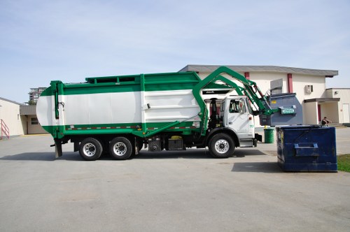 Sorting area at a local transfer station processing recyclable materials